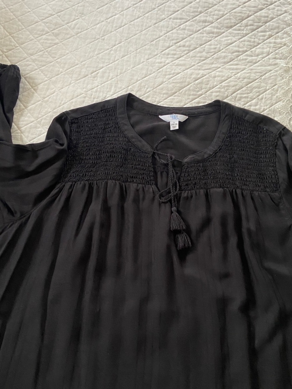 Time and Tru Black Bohemian Blouse Size L (12-14) - Picture 6 of 14